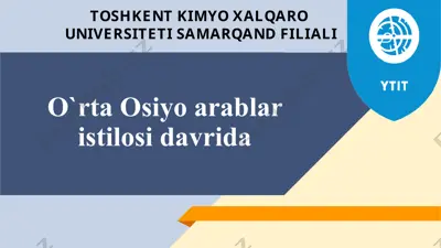 o‘rta osiyo arablar istilosi davrida — PPTX