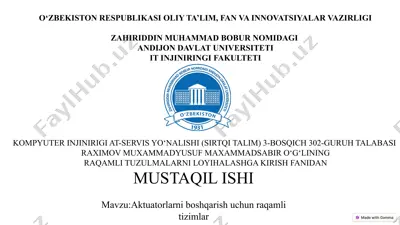 aktuatorlarni boshqarish uchun raqamli tizimlar — PPTX