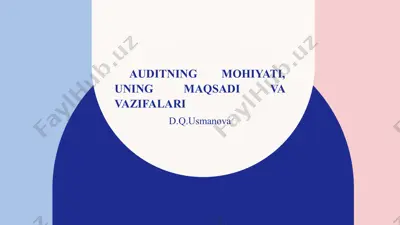 auditning mohiyati, uning maqsadi va vazifalari — PPTX