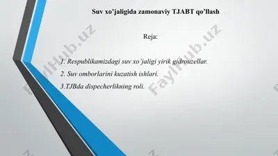 suv xo’jaligida zamonaviy tjabt qo'llash — PPTX