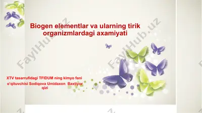 biogen elementlar va ularning tirik organizmlardagi axamiyati — PPTX