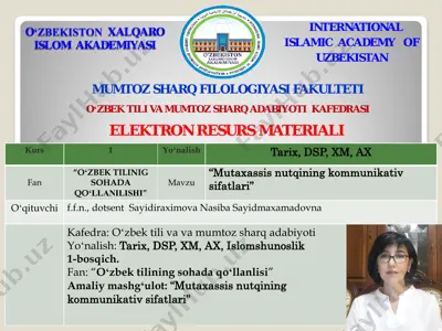 "mutaxassis nutqining kommunikativ sifatlari" — PDF