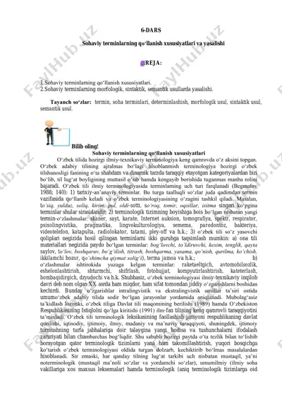 sohaviy terminlarning qo‘llanish xususiyatlari va yasalishi — PDF