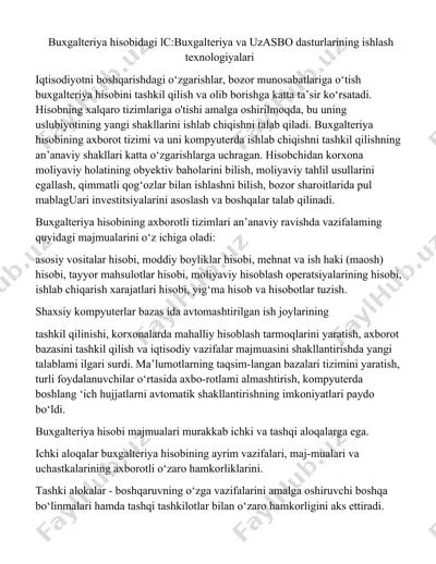 buxgalteriya hisobidagi lc:buxgalteriya va uzasbo dasturlarining ishlash texnologiyalari — DOCX