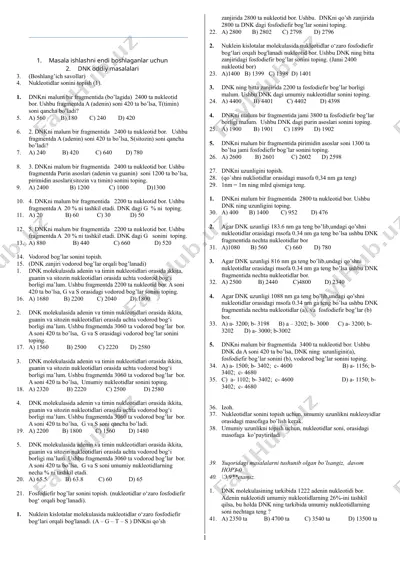dnk oddiy masalalari — DOCX