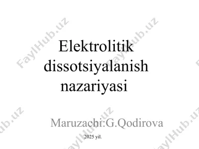 elektrolitik dissotsiyalanish nazariyasi — PPTX