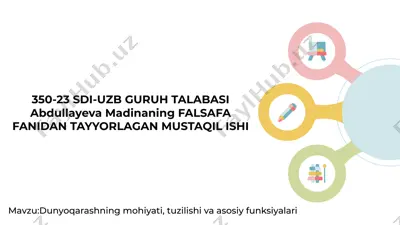 dunyoqarashning mohiyati, tuzilishi va asosiy funksiyalari — PPTX