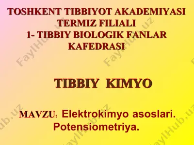 elektrokimyo va elektrod protsesslari — PPT