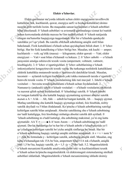elektr o’lchovlar — DOCX