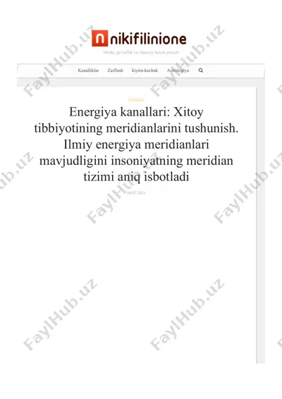 energiya kanallari: xitoy tibbiyotining meridianlarini tushunish — PDF