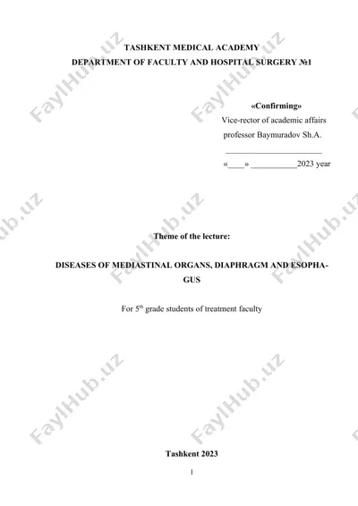 diseases of mediastinal organs, diaphragm and esophagus — DOCX