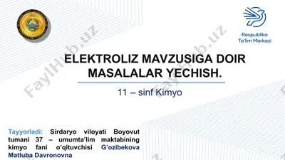 elektroliz mavzusiga doir masalalar — PPT