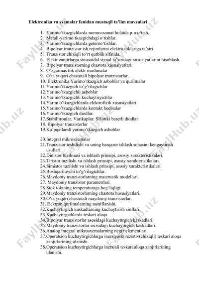 elektronika va sxemalar — DOCX