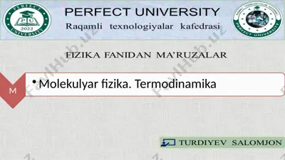 makroskopik tizimlarni statistik va termodinamik izlanish usullari — PPTX