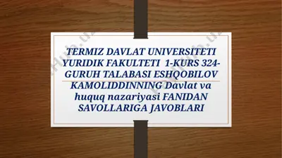 davlat va huquq nazariyasi fanidan savollar va javoblar — PPTX