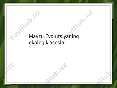 evolyutsiyaning ekologik asoslari — PDF
