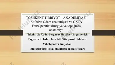 porto-koval shuntlash operatsiyalari — PPTX