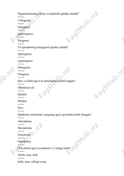 organizmlarning tarixiy rivojlanishi — DOCX