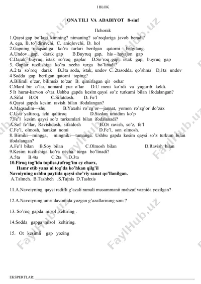 ona tili va adabiyot 8-sinf — DOCX