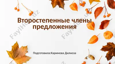 второстепенные члены предложения — PPTX
