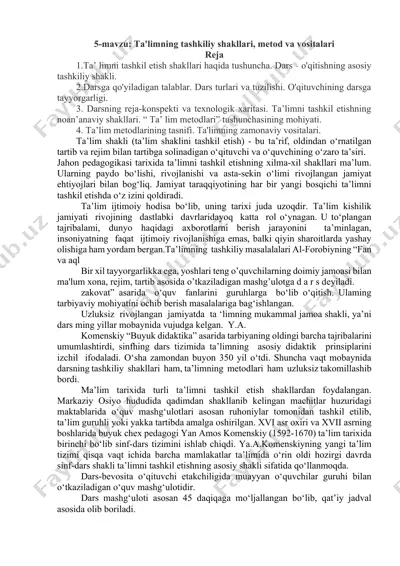 ta’limning tashkiliy shakllari, metodlari va vositalari — DOCX