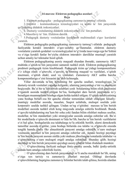 elektron pedagogika asoslari — DOCX