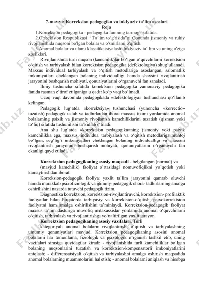 korreksion pedagogika va inkluziv ta’lim asoslari — DOCX