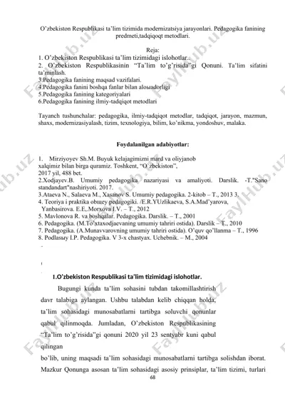 pedagogika fanining predmeti, tadqiqot metodlari — DOCX