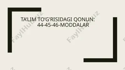 ta'lim to'g'risidagi qonun — PPTX
