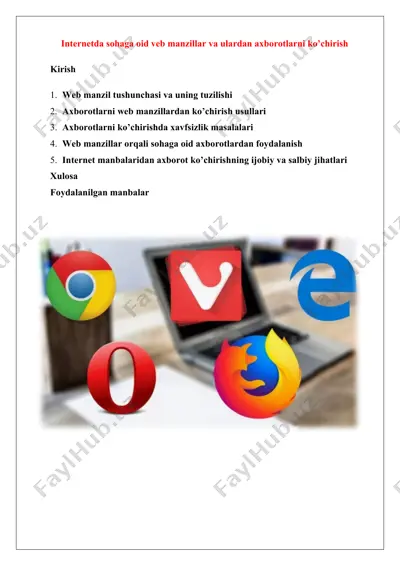 internetda sohaga oid veb manzillar va ulardan axborotlarni ko'chirish — DOCX