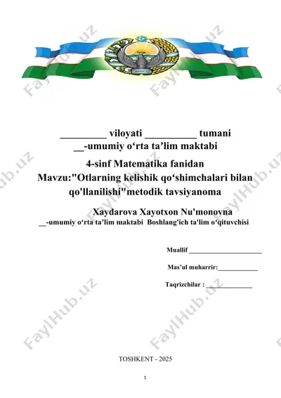 "otlarning kelishik qo‘shimchalari bilan qo'llanilishi" metodik tavsiyanoma — DOCX