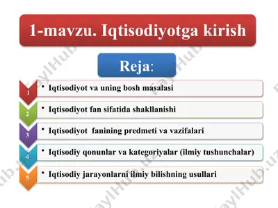 iqtisodiyot bo‘yicha taqdimot reja — PPTX