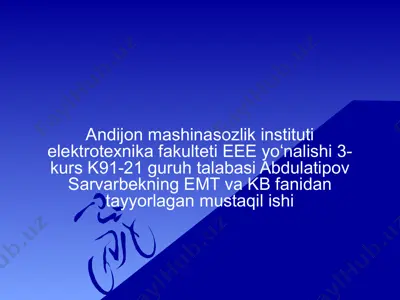 o’zgarmas tok motorlarining yakor zanjiriga paralel qarshilik ulab statik tavsiflarini rostlash — PPTX