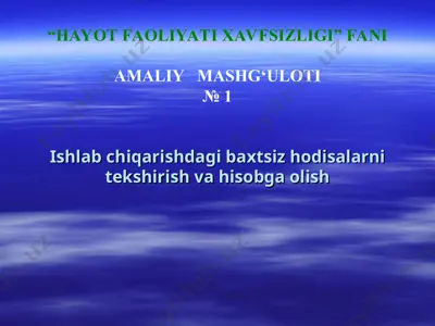 ishlab chiqarishdagi baxtsiz hodisalarni tekshirish va hisobga olish — PPT