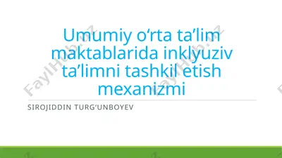 umumiy o‘rta ta’lim maktablarida inklyuziv ta’limni tashkil etish mexanizmi — PPTX
