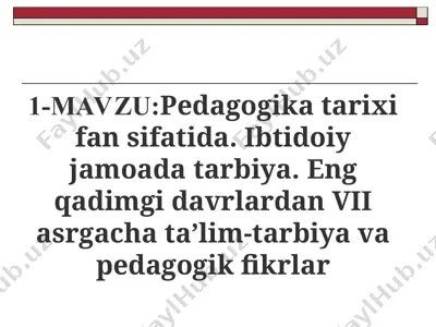pedagogika tarixi fan sifatida — PPT