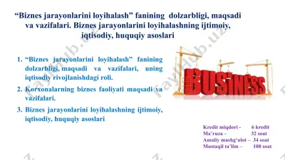 biznes jarayonlarini loyihalash — PPTX