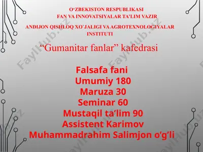 falsafa fanining predmeti, mazmuni va jamiyatdagi roli — PPTX