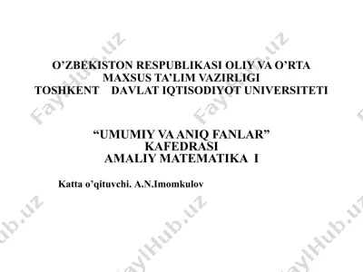 amaliy matematika i (chiziqli algebra) — PPTX