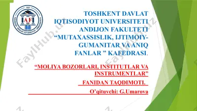 moliya bozorlari, institutlar va instrumentlar (taqdimot) — PPTX