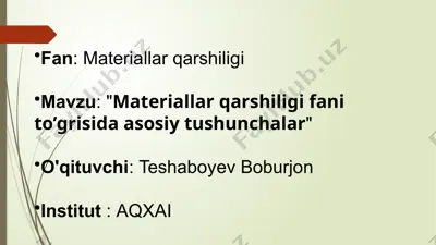 materiallar qarshiligi fani to’g‘risida asosiy tushunchalar — PPTX