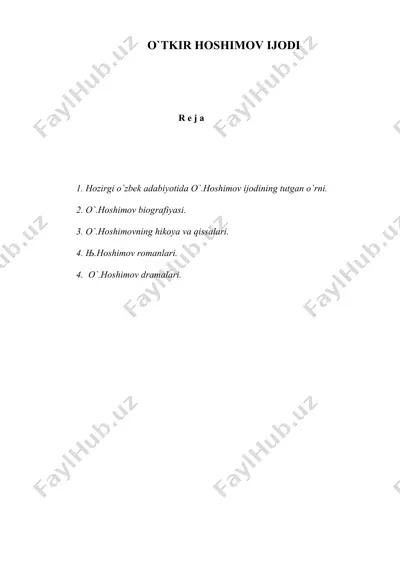 o`tkir hoshimov ijodi — DOC