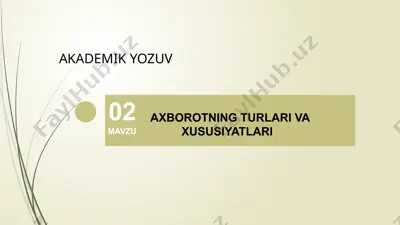 axborotning turlari va xususiyatlari — PPTX