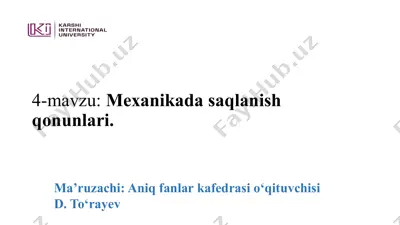 mexanikada saqlanish qonunlari — PPTX
