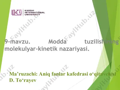 modda tuzilishining molekulyar-kinetik nazariyasi — PPT