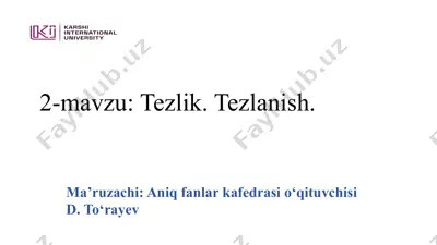 tezlik va tezlanish — PPTX