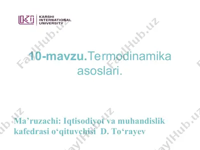 termodinamika asoslari — PPT