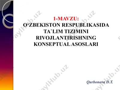 o‘zbekiston respublikasida ta`lim tizimini rivojlantirishning konseptual asoslari — PPTX