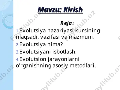 evolutsiya nazariyasi kursi (kirish) — PPT
