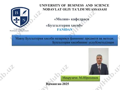 buxgalteriya hisob nazariyasi fanining predmeti va metodlari — PPT